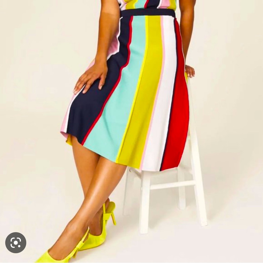J.CREW SWEATER MIDI SKIRT | RAINBOW STRIPE